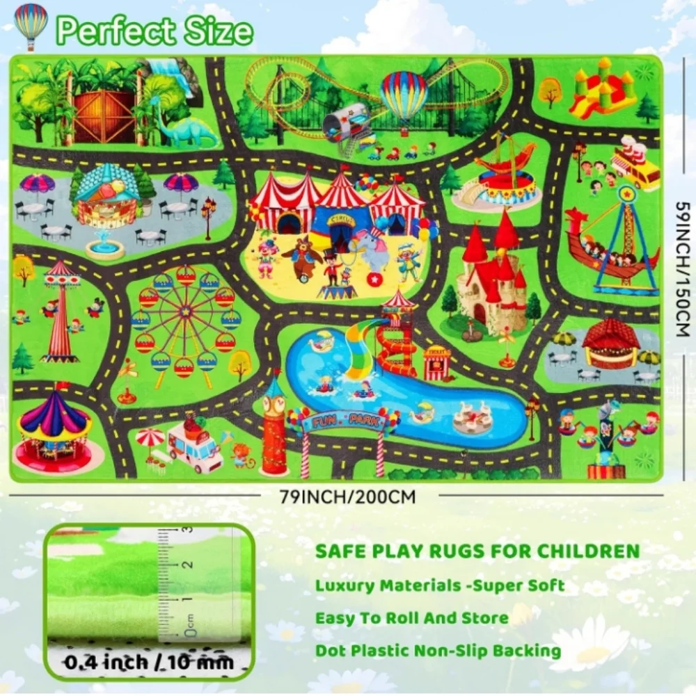 Colorful Children's Play Mat with Fun Design 59 × 78.7 In (approx. 5x7) NWT - Picture 6 of 9